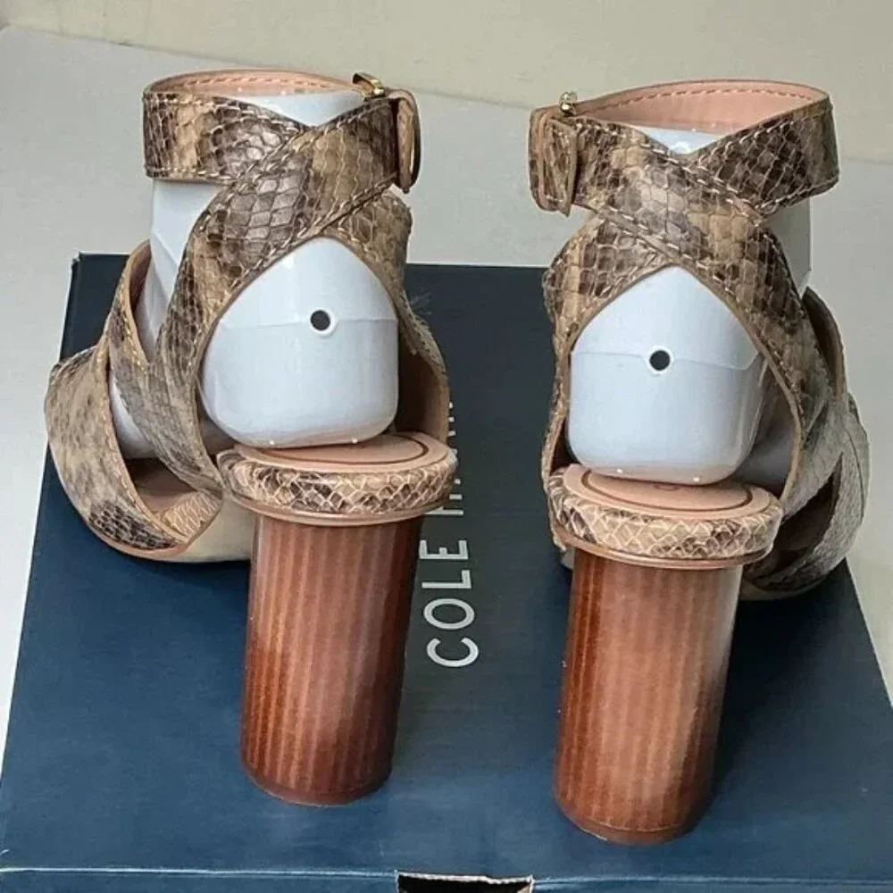 Cole Haan Reina City Sandal - Sahara Snake Leather, Size 8B, 3 1/2 Heel - Picture 5 of 10
